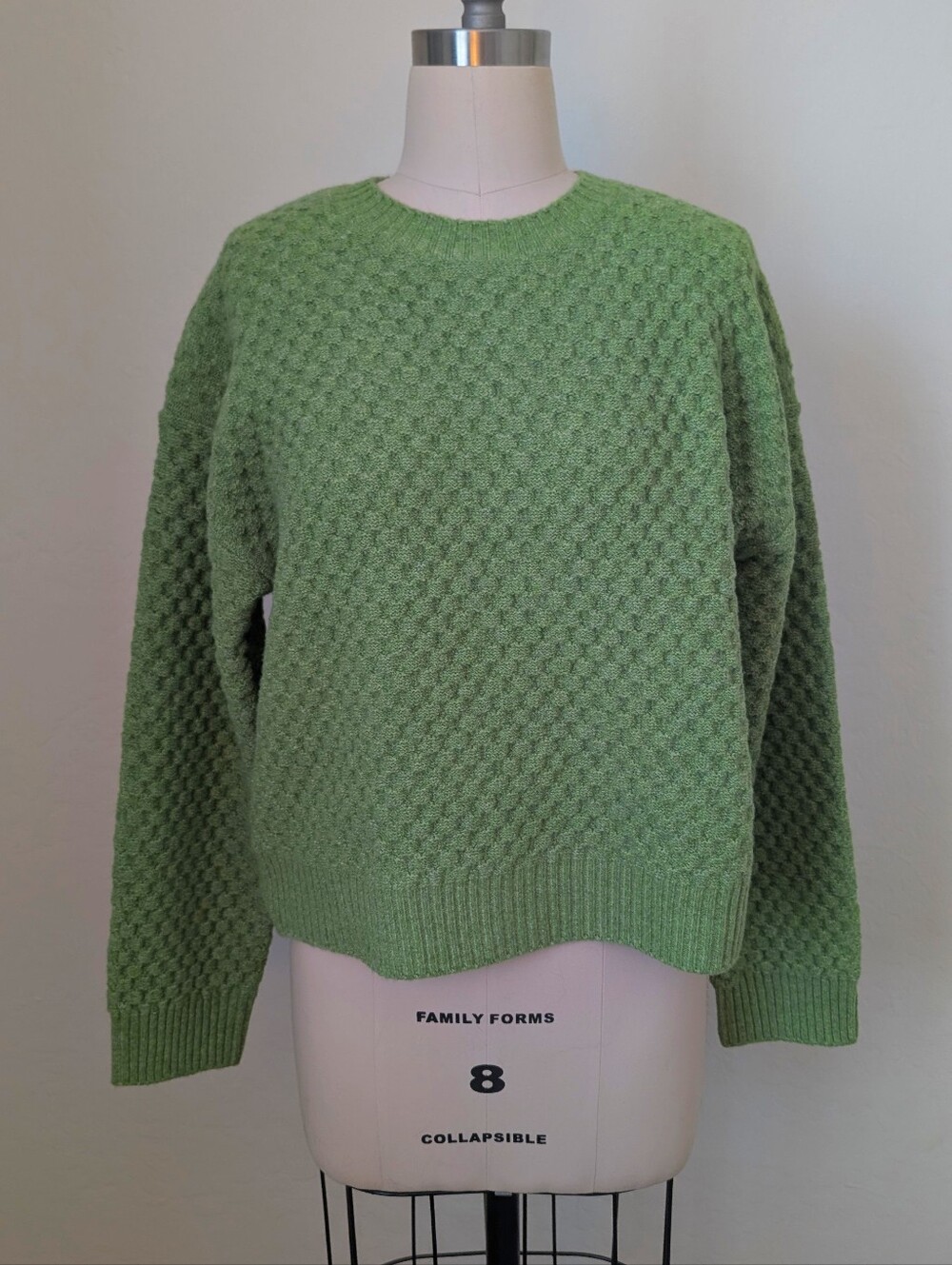 Bright Green Textured Crewneck Sweater - Women